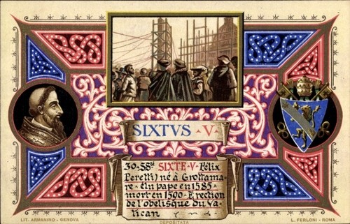 Litho papst sixtus felice - litho,